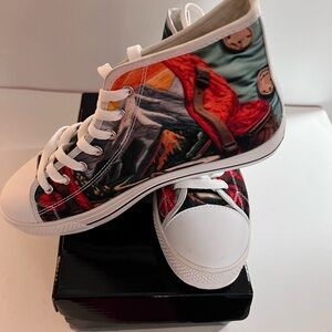 Custom - style Colorful High-Top Canvas - Hiking the mountains theme